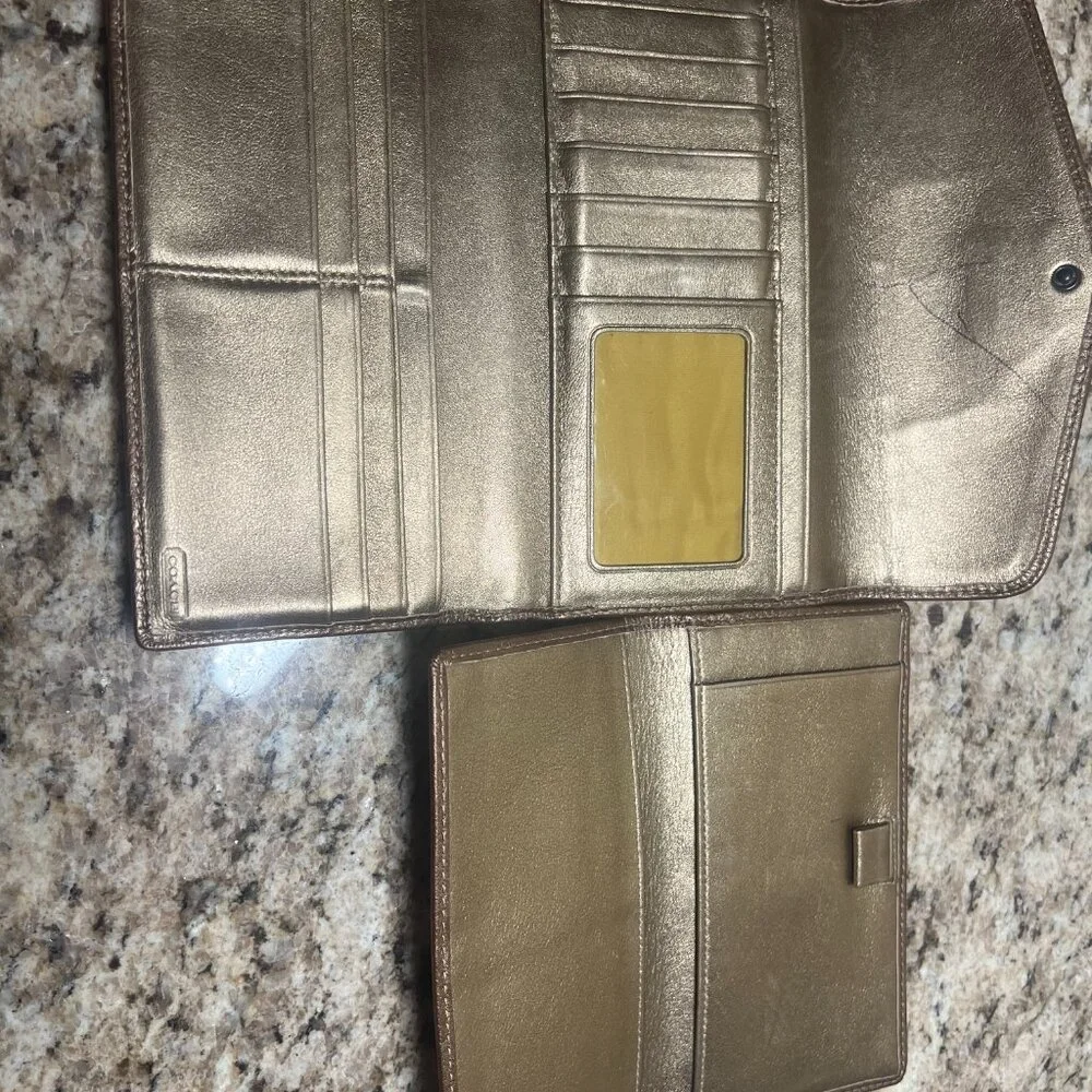 Coach Maggie #14313 Metallic Bronze Leather Bag & Wallet